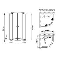 Душова кабіна 90х90х195 см з низьким піддоном, матове скло, профіль сатин, фото 5