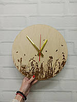 Натуральные часы Часы лужайка Цветоки часы Цветочный узор Часы для женщин Красивый декор стены Круглыее часы