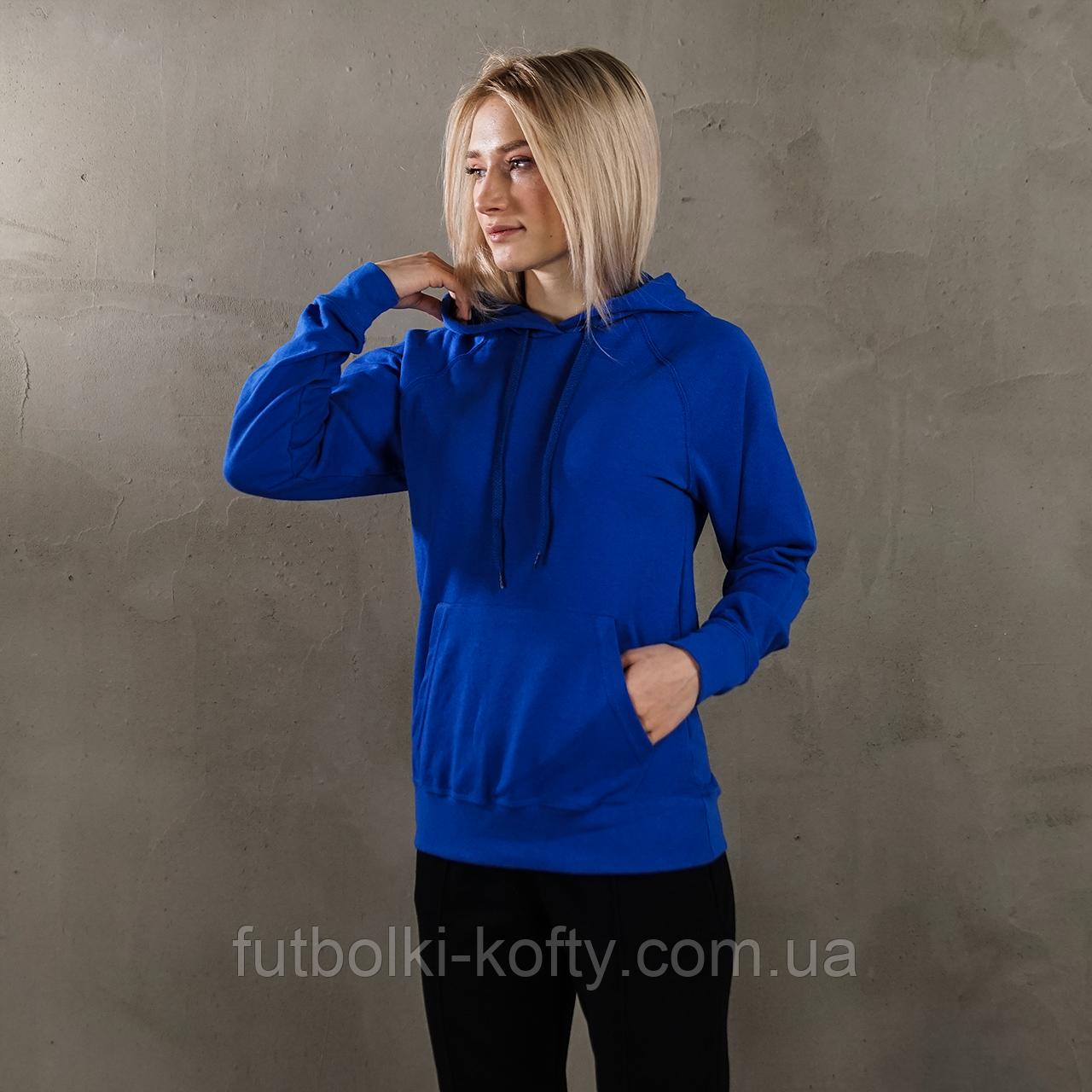 Жіноча толстовка синя худі легка Lightweight lady-fit Fruit of the Loom,S, фото 1