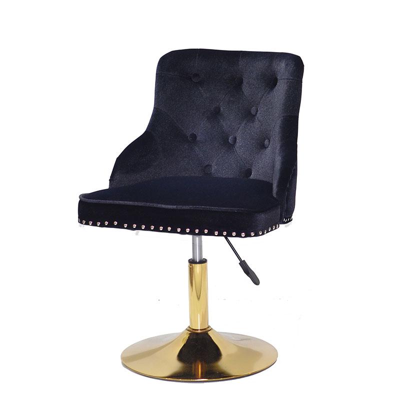 Стілець Olimp GD-Base велюр чорний 1011, золота кругла нога-опора з регулюванням висоти сидіння, фото 1