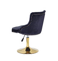 Стілець Olimp GD-Base велюр чорний 1011, золота кругла нога-опора з регулюванням висоти сидіння, фото 7