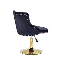 Стілець Olimp GD-Base велюр чорний 1011, золота кругла нога-опора з регулюванням висоти сидіння, фото 5