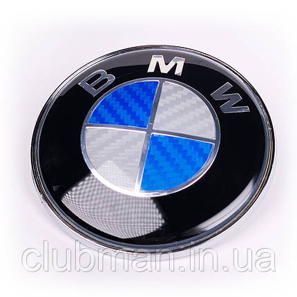 Емблема BMW БМВ 74 мм значок бмв карбон синій, фото 2