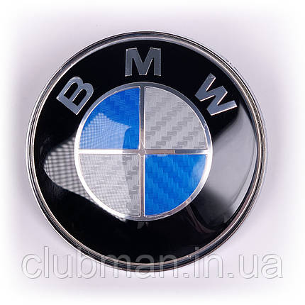 Емблема BMW БМВ 74 мм значок бмв карбон синій, фото 2