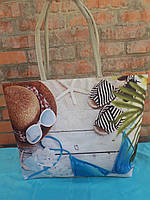 Пляжная сумка женская большая летняя с красивым принтом "Морской пляж" 55*36 см П-1437