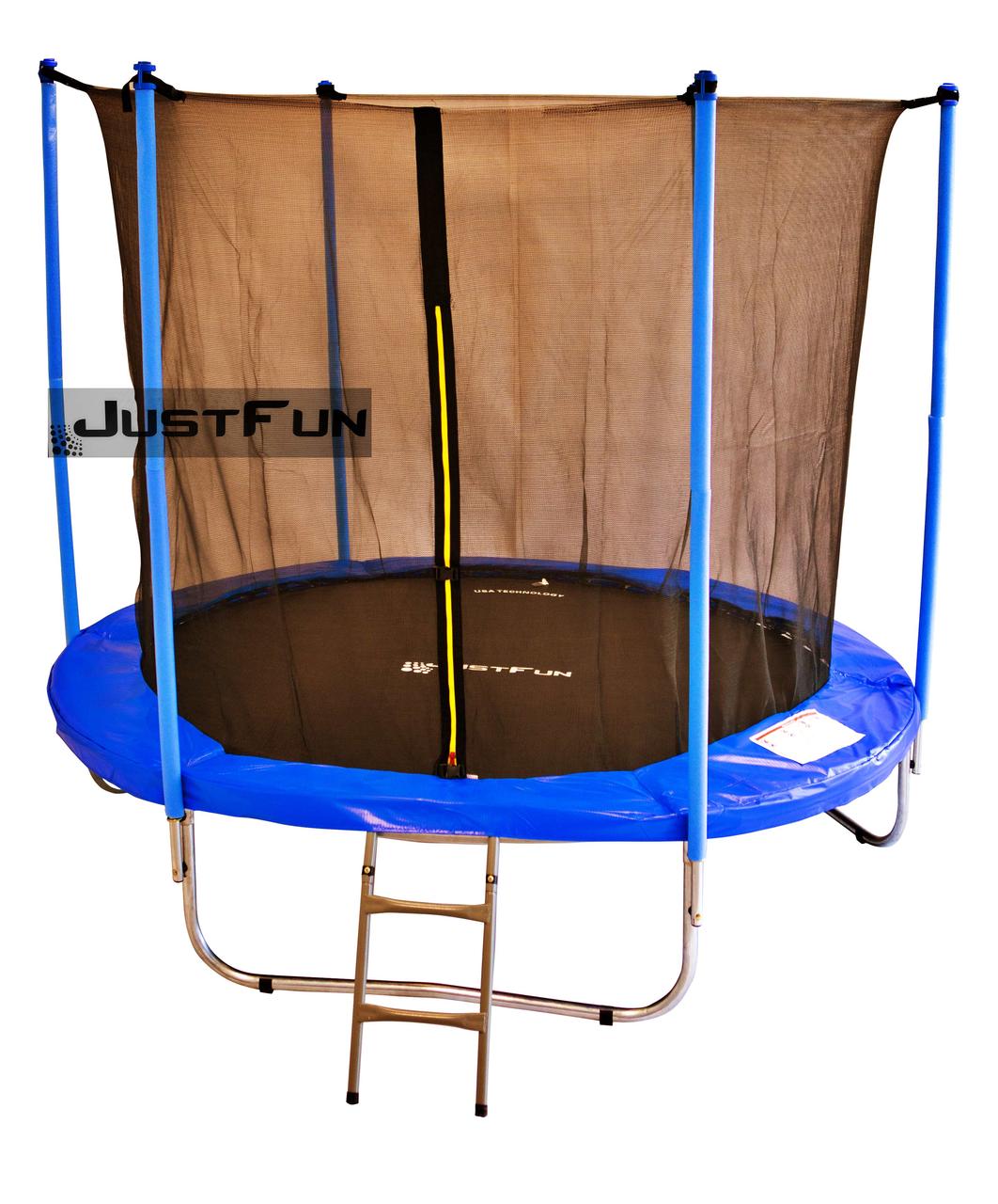 Батут Just Fun BLUE 305 см (10 FT) с внутренней сеткой и лестницей (Спортивный батут)