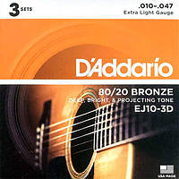 Струны D'Addario EJ10-3D Bronze 80/20 10-47 1 set
