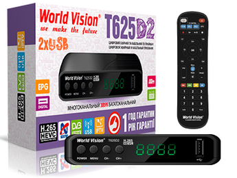 Тюнер Т2 World Vision Т625D2 + навчаний пульт