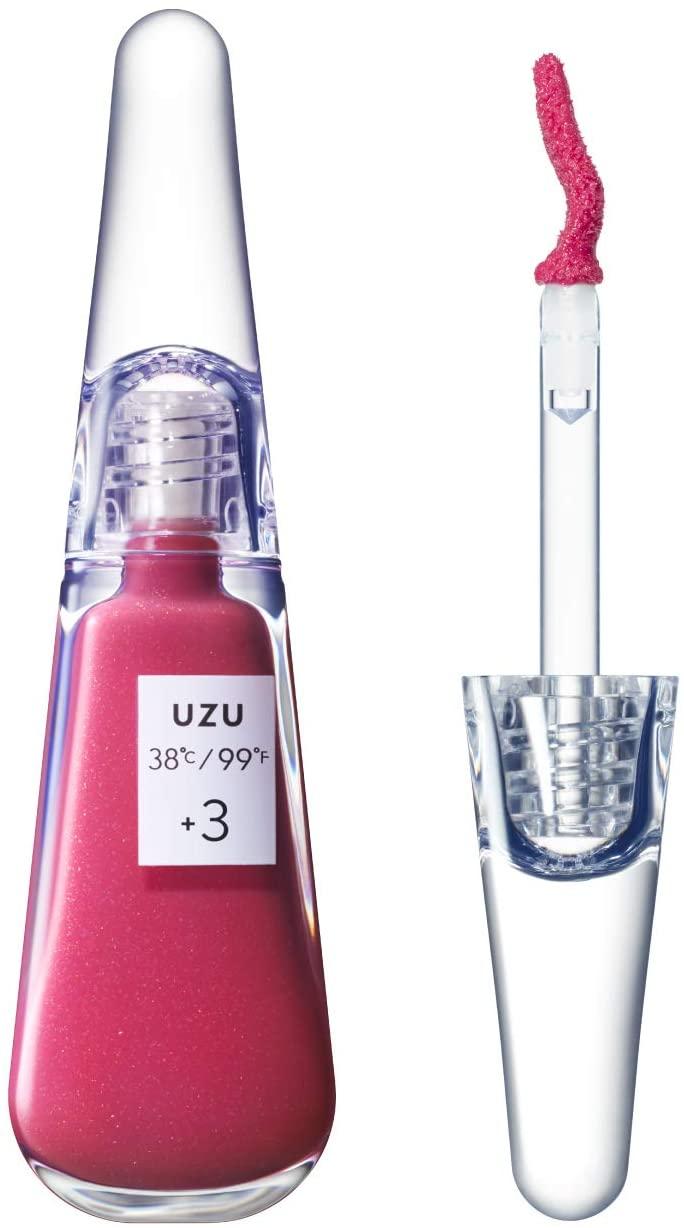 UZU BY FLOWFUSHI Lip 38 °C Блиск-бальзам для губ із молочнокислими бактеріями, +3 інтенсивний рожевий, 6 г