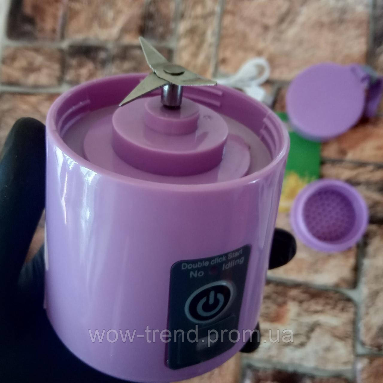 Портативный блендер фитнес для коктелей и смузи 380мл фиолетовый - фото 7 - id-p1449523587