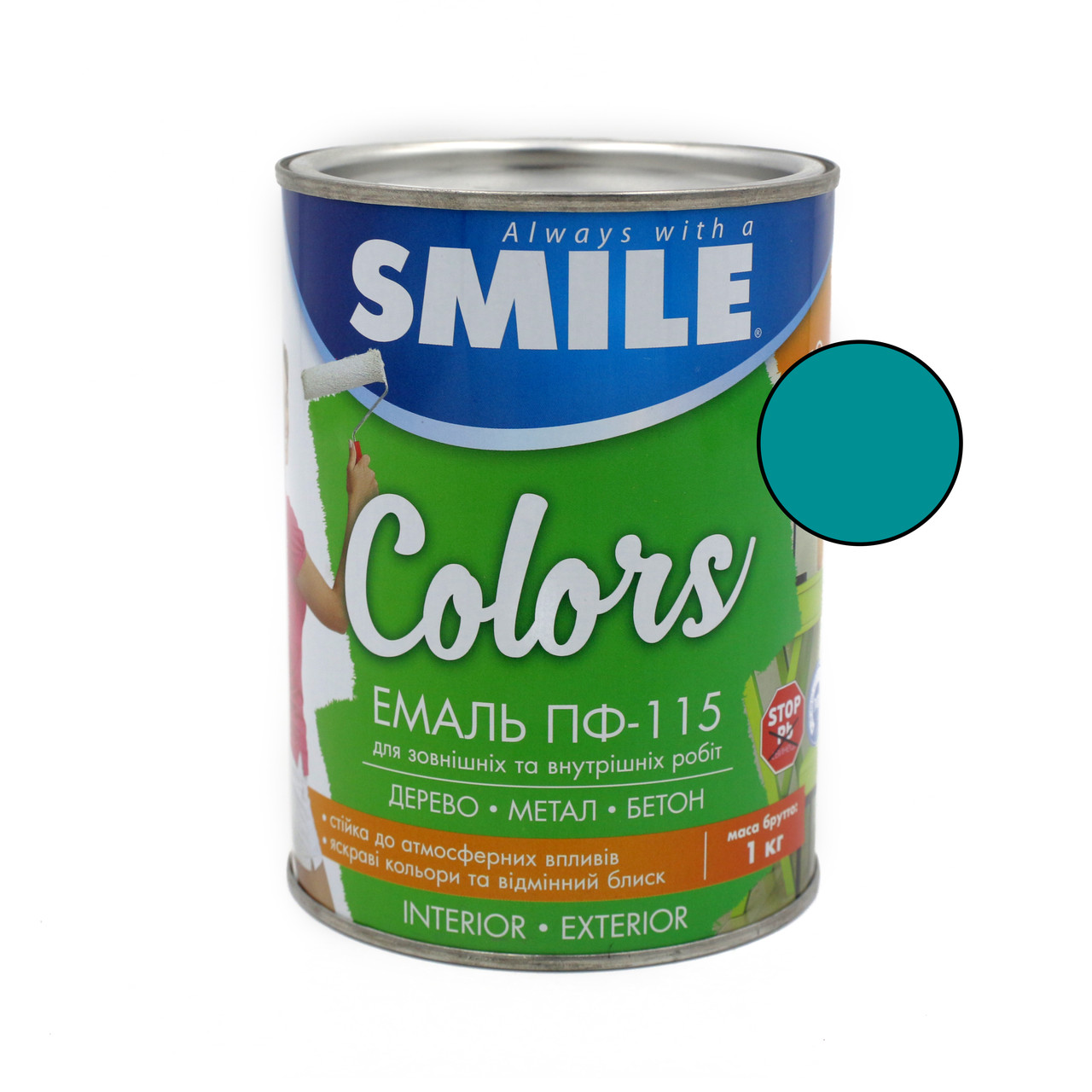 Фарба Smile ПФ-115 морська хвиля 0,9кг, фото 1