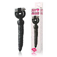 НАСАДКА — КІЛЬЦЕ З АНАЛЬНОЮ СТИМУЛЯЦІЄЮ І ВІБРАЦЕЙ колір чорний L 180 мм D 28 мм