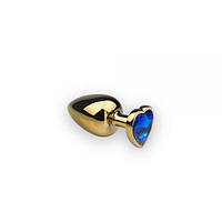 Анальний корок, Gold Heart Sapphire, S 