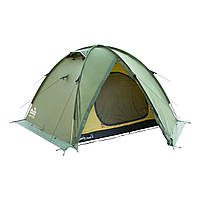 Палатка трехместная Tramp ROCK 3 (V2) зеленая экспедиционная с внешними дугами S