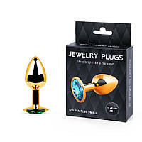 GOLDEN PLUG SMALL (втулка анальна) колір кристала блакитний, L 72 мм, D 28 мм, вага 50 г