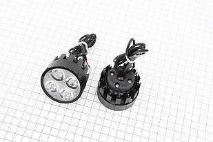 Фара додаткова світлодіодна 4 LED з кріпленням під дзеркало комплект 2 шт  ЧОРНИЙ