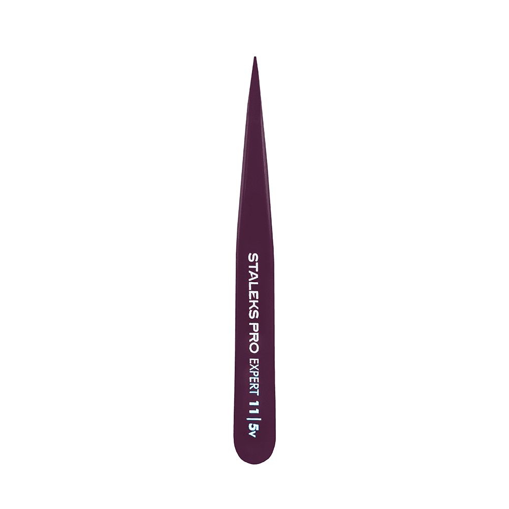 Пінцет для брів точковий STALEKS PRO EXPERT 11 TYPE 5, TE-11-5, фіолетовий