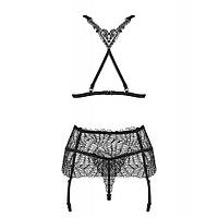 Комплект білизни еротичний, з чорного мережива, S/M