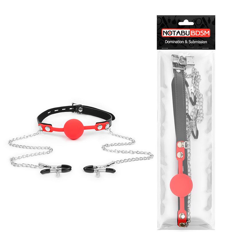 КЛЯП + ЗАЖИМИ НА СОСКИ колір чорний/червоний