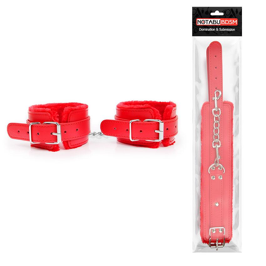 ОКОВИ на ноги, (Екошкіра/Метал/Міх), колір червоний