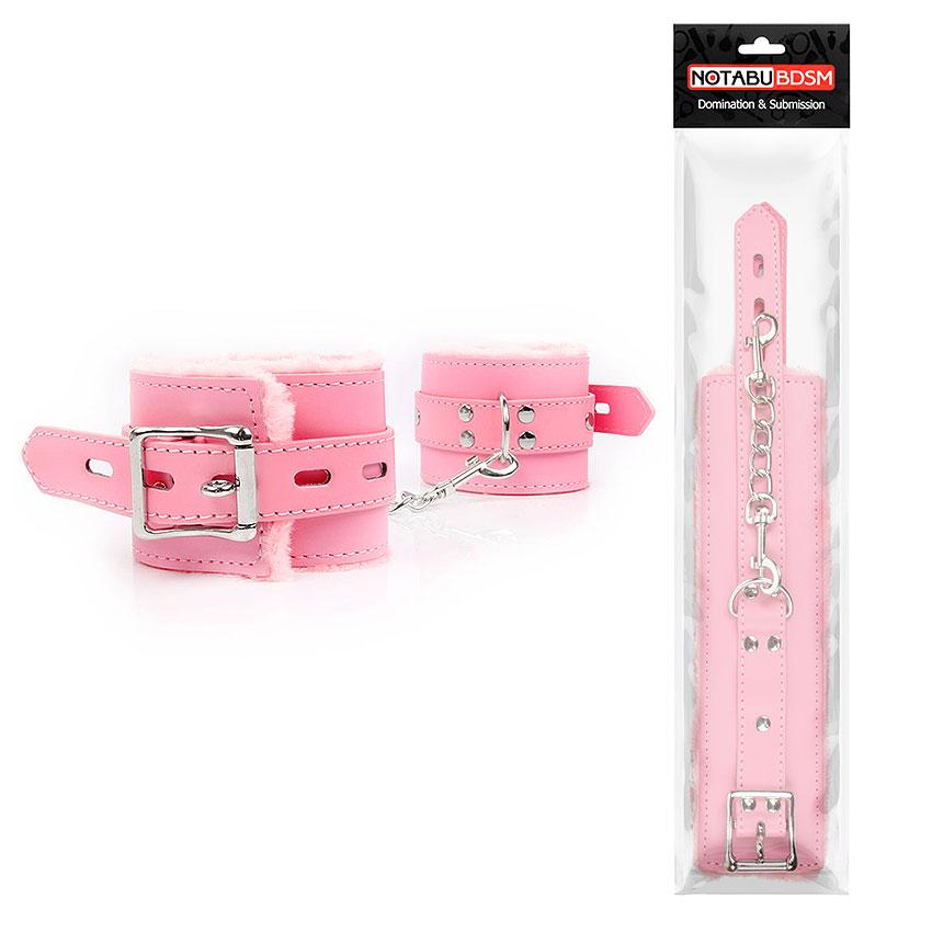 ОКОВИ на ноги, колір рожевий (Екошкіра/Метал/Міх)