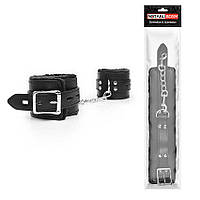 ОКОВИ на ноги, колір чорний (Екошкіра/Метал/Міх)