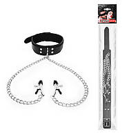 ОШЕЙНИК + ЗАЖИМИ НА СОСКИ колір чорний 