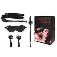НАБІР (маска, кляп, пензлики, плетка) колір чорний + ПОДАРУНОК