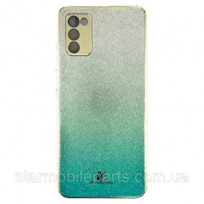 Чохол-накладка Swarovski Full Camera для Samsung A02S / A025 бірюзова