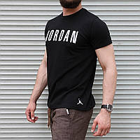 Чорна футболка з білим принтом Jordan | лого джордан