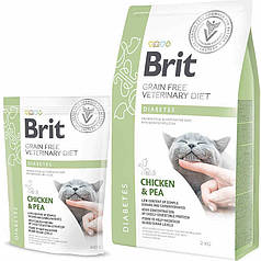 Brit GF Veterinary Diets Cat Diabets Беззерновая дієта при діабеті. Курка і горох, 2 кг
