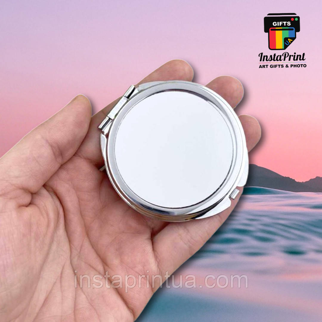 Дзеркальце металеве кругле + друк фото/ картинка/ логотип/текст, фото 1