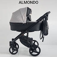 Детская коляска 2 в 1 "ALMONDO" Экокожа-текстиль серый