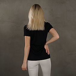 Чорна жіноча футболка поло спортивна поліестер Fruit of the Loom,XL