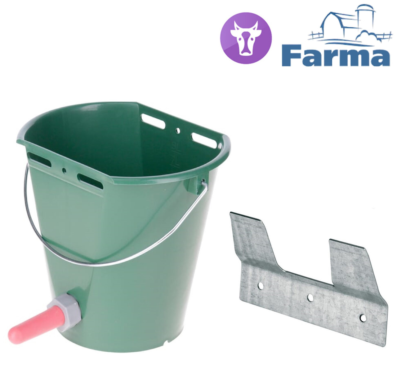 Відро на 8л для випоювання телят, з монтажним кріпленням FARMA