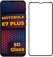 5D стекло Motorola E7 Plus (Защитное Full Glue) Black (Моторола Е7 Плюс)