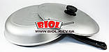 Сковорода алюмінієва 28 см рівне дно, пластикова ручка, кришка БІОЛ A283, фото 3