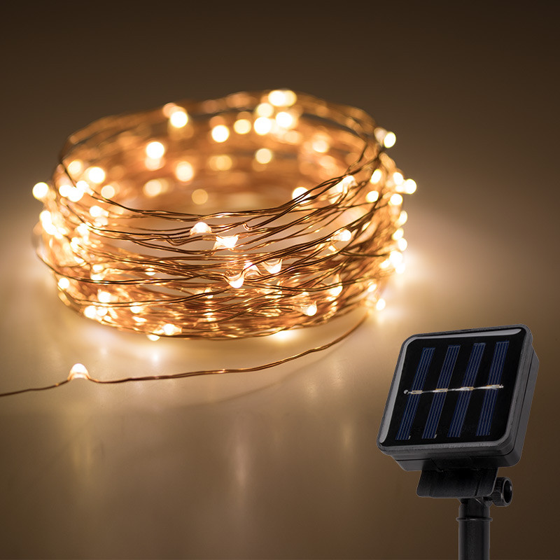 Світлодіодна гірлянда нитка "Роса" 100LED 10м на батарейках WW теплий білий