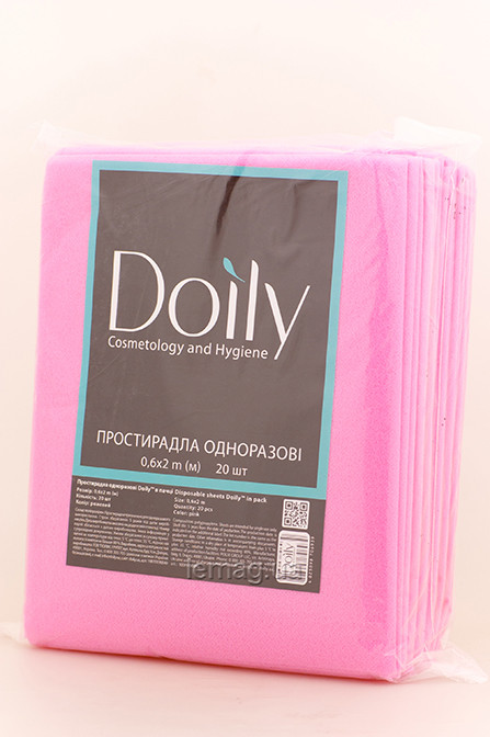 Doily Простирадла косметологічні 0.6х2 м, упаковка 20 шт - Рожеві