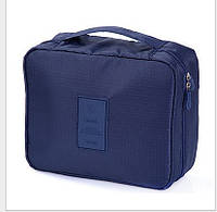 Косметичка -органайзер синяя 21х16х8 см Travel на молнии, сумка для косметики,несессер