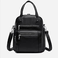 Современная модная сумка - рюкзак женская высококачественная эко кожа черная
