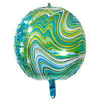 Фольгована металізована 4-D куля "Сфера", зелена (агат), 22"