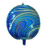 Фольгована металізована 4-D куля "Сфера", синій (агат), 22<unk>