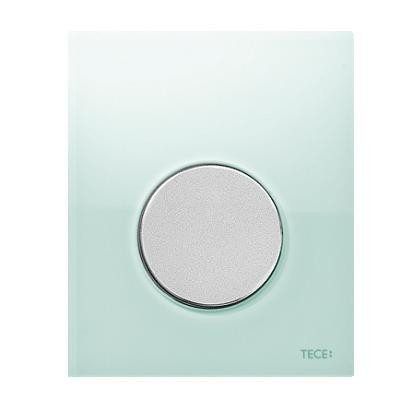 Панель змиву для пісуару скляна TECEloop Urinal 9.242.652 зелене скло, клавіша хром матовий