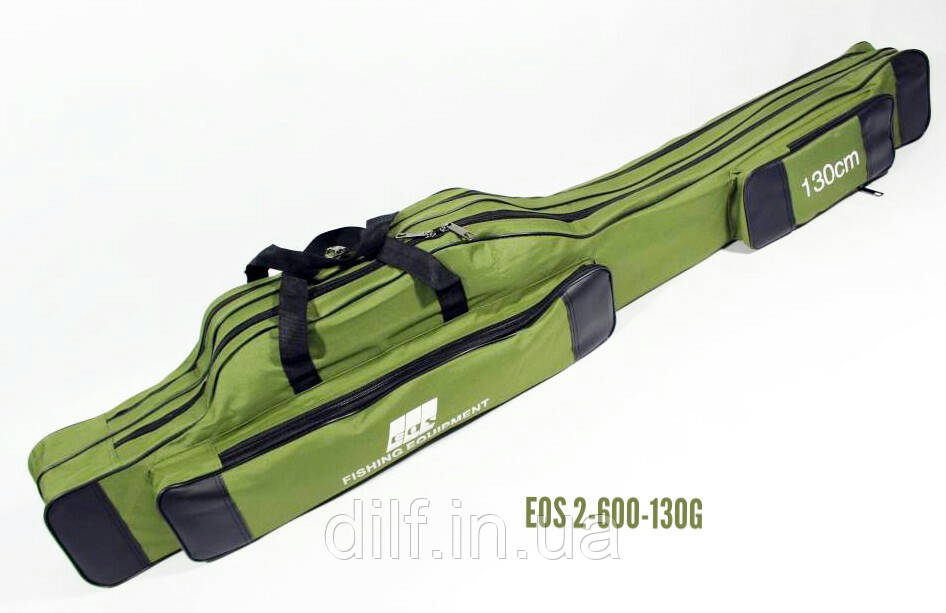 Чохол для вудлищ EOS 130 см 2 відділення під котушку зелений, фото 1