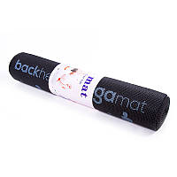 Йогамат, коврик для фитнеса, с рисунком 61*173*0,6см, PVC, черный.