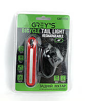Велосипедний задній ліхтар стоп Greys 50 * LEDs, 8 реж, ИРХ4, microUSD. крепл GR 11130