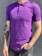 Мужская футболка поло однотонная фиолетового цвета (сиреневый) Турция