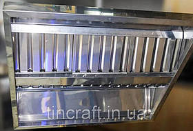 Парасолька витяжна острівна з неіржавкої сталі 1100 х 1100 (нерж 0.8) з лабіринтовим жироловичем