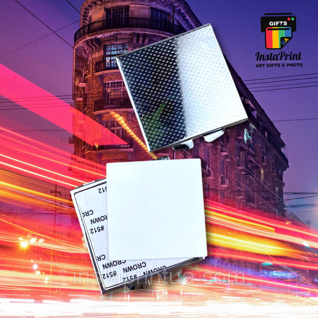 Дзеркальце металеве квадратне + друк, фото 1